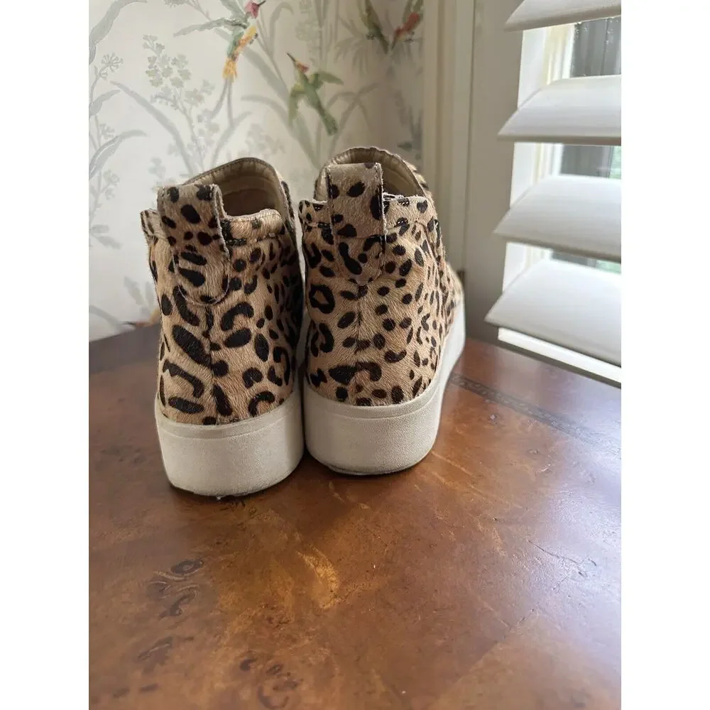 Steve Madden Sneakers Brown Black Animal Print Size 8 Real Fur Cow Hair